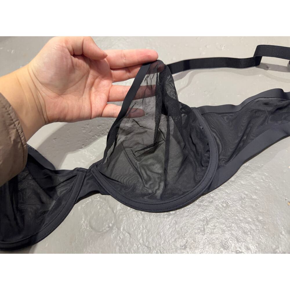 Cuup The Plunge Black Sheer Mesh Bra Underwired Size 42D